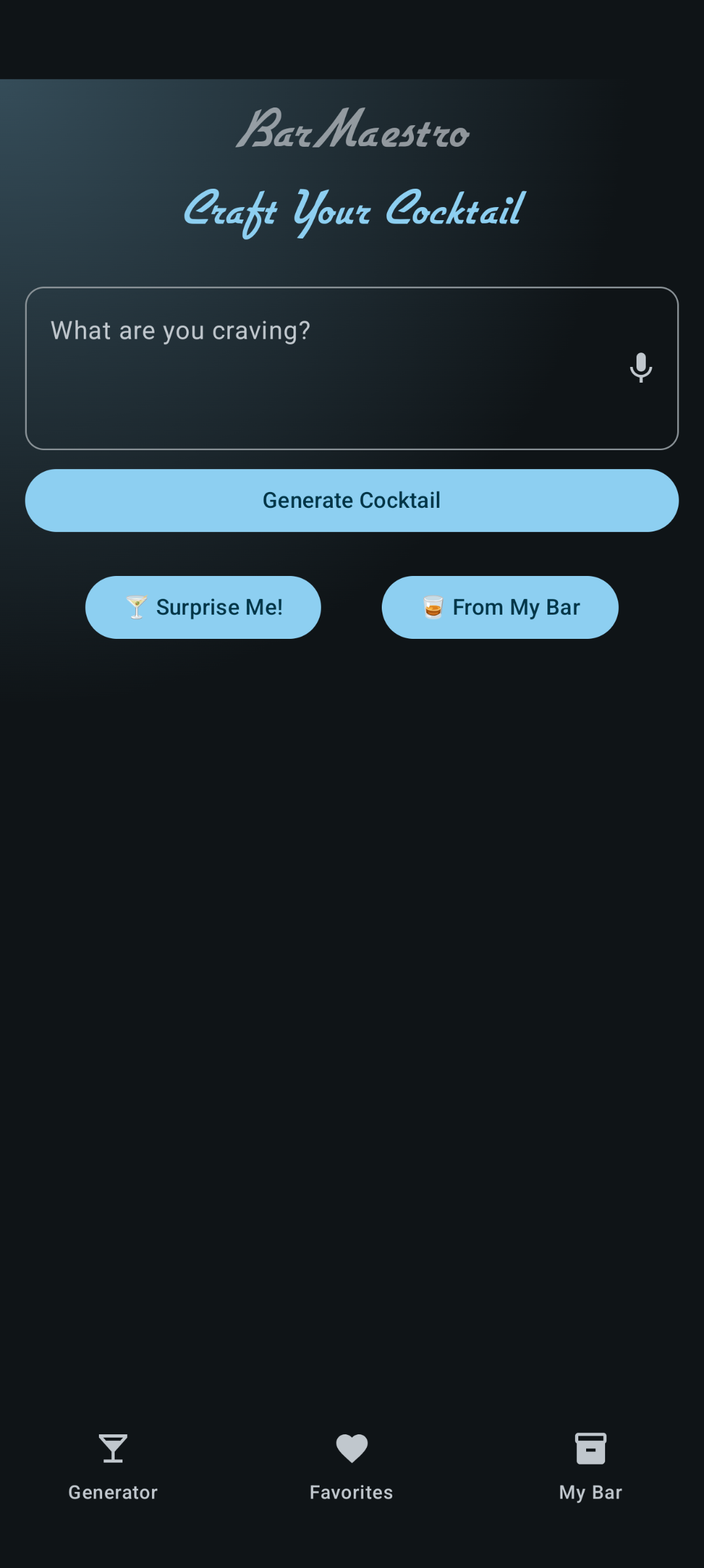 Drink Generator Screen