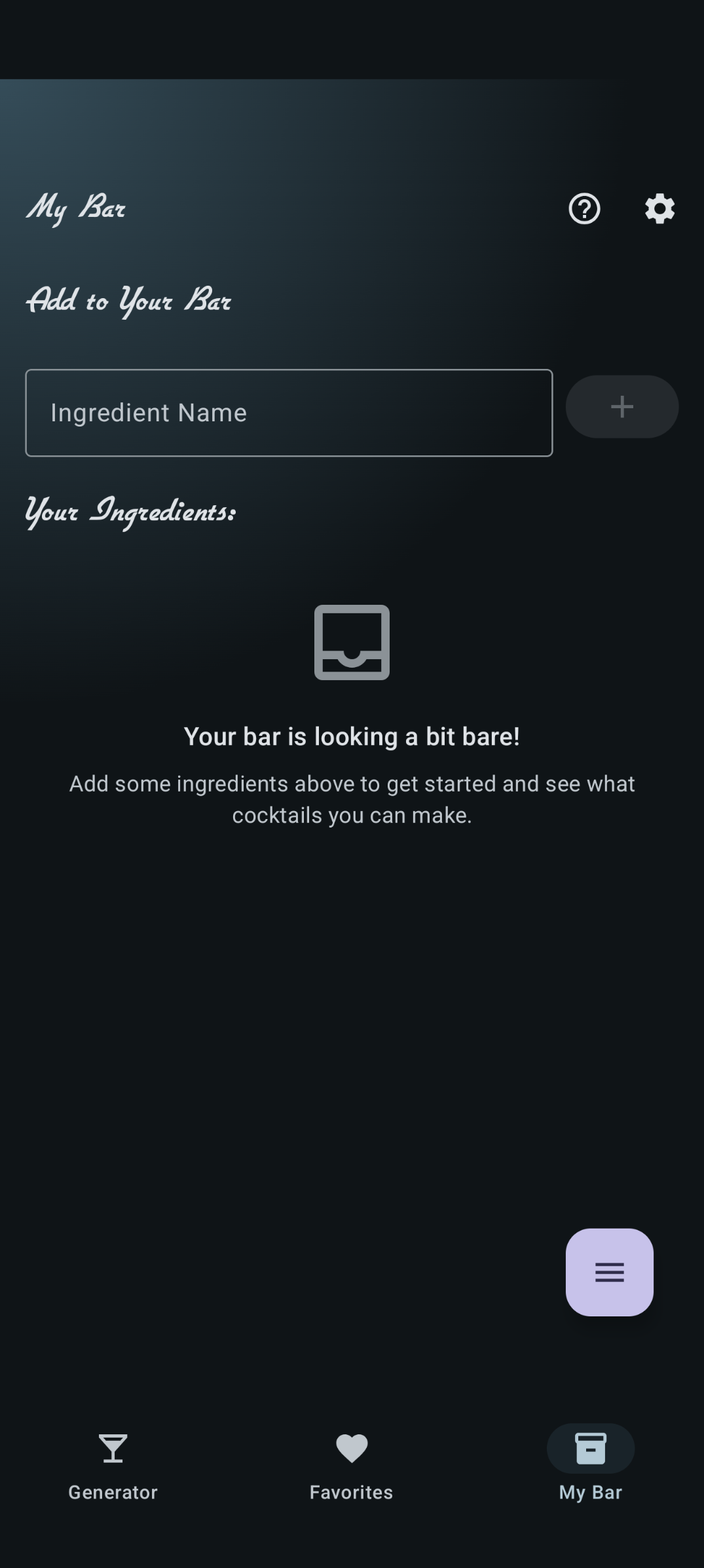 My Bar Screen